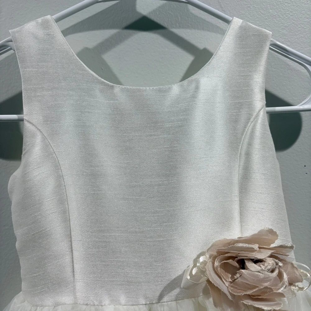 Girls Flower Girl Dress Ivory Organza Formal Holiday Size 6 Holiday Festive - Picture 5 of 8
